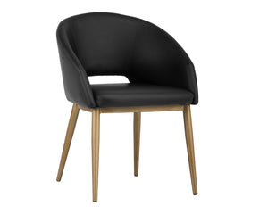 Sunpan THATCHER DINING ARMCHAIR - Stylish Faux Leather & Steel Frame for Modern Industrial Elegance Grey 102743