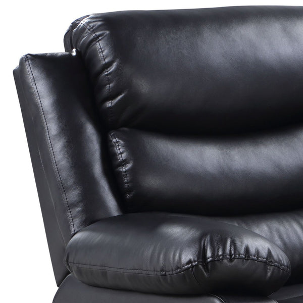 English Elm Eilbra Black Faux Leather Power Recliner with Pocket Coil Seat, Pillow Top Arms, 220lb Capacity B2726P281454