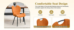 English Elm Set of 4 Olive Fabric Dining Chairs Ergonomic Cushion Black Steel Frame Modern Black+Orange W1151P454882