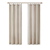 Madison Park Beals Casual Faux Linen Tab Top Fleece Lined Curtain Panel MP40-7494 Natural