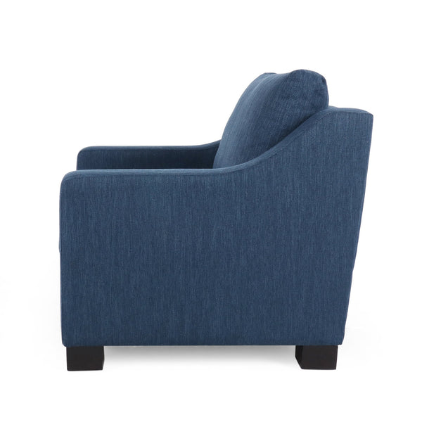 English Elm Christopher Knight Home® - Upholstered Navy Blue Club Chair with Plush Polyester Fabric, Sloped Arms & Birch Legs — Luxe Comfort N758P268286B