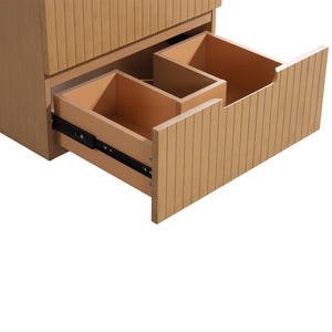 English Elm 24 Inch Floating Bathroom Vanity With Ceramic Sink - Modern Wall-Mounted Storage Cabinet In Light Brown W1550S00034