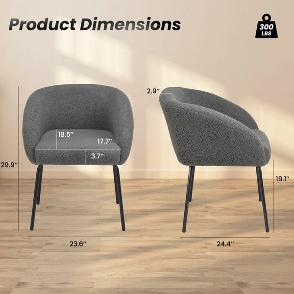 English Elm Kitchen Mid-Century Dining Chairs Set of 2 with Rattan Backrest, Cantilever Aluminum Legs, 300lb Capacity Gray T3623P408500