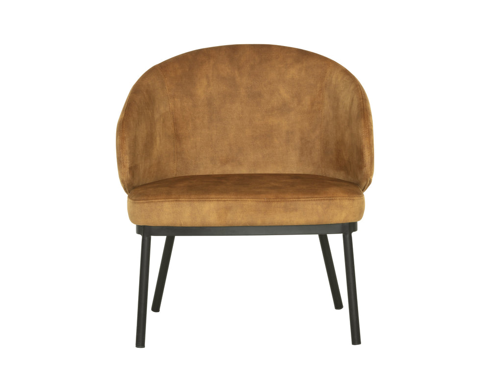 Sunpan Echo Lounge Chair - Contemporary Barrel Back Design in Nono Tapenade Gold with Black Iron Base