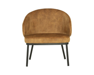 Sunpan Echo Lounge Chair - Contemporary Barrel Back Design in Nono Tapenade Gold with Black Iron Base