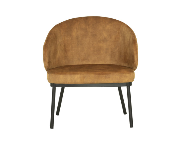Sunpan Echo Lounge Chair - Contemporary Barrel Back Design in Nono Tapenade Gold with Black Iron Base