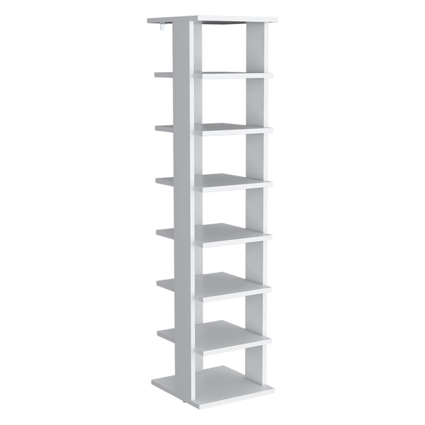 English Elm Shoe Organizer with 7 Shelves for Small Spaces — Durable Engineered Wood, Eco-Certified, Stylish Storage White 52.76 L x 16.93 W x 3.15 H B097P369415