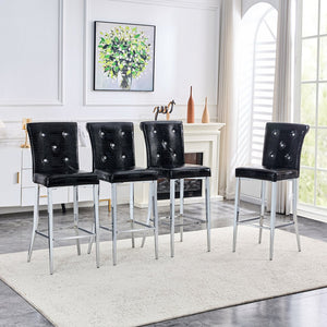 English Elm A Set of 2 Crocodile Embossed Pvc Barstools with Crystal Clasp Detail for Home Bars Black W3875P383114