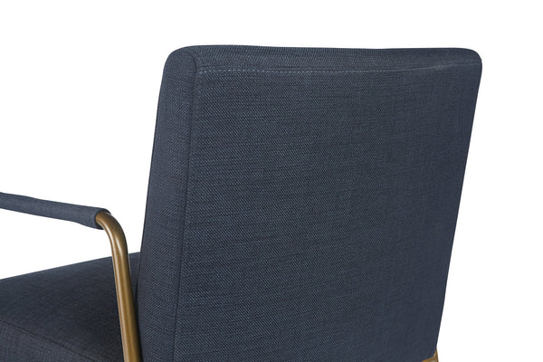 Sunpan Balford Dining Armchair - Elegant Mid-Century Design with Comfortable Seat and Antique Brass Frame Arena Navy