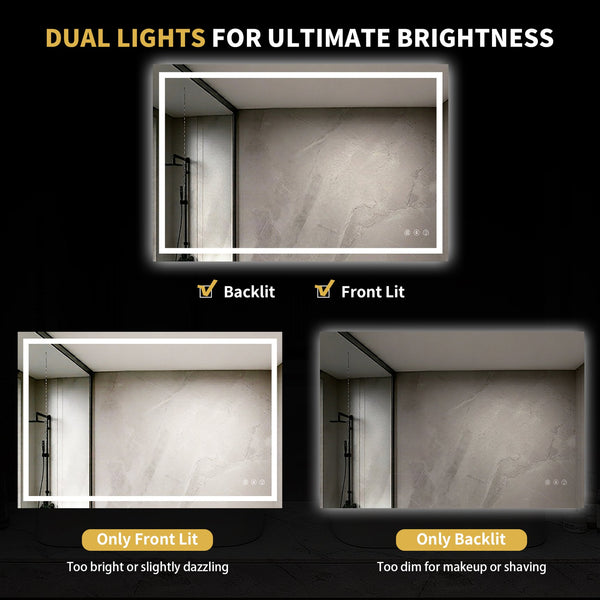 English Elm 28" X 36" Led Vanity Mirror Dual Front Back Lighting Anti-fog Dimmable Bathroom W1920P493133