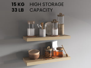 English Elm Ecco Floating Shelves Set of 2 — 31.5" Wall-Mounted Matte Particle Board Shelves with Hidden Brackets and Sturdy Support Beige 32 L x 11 W x 4 H B070P242435