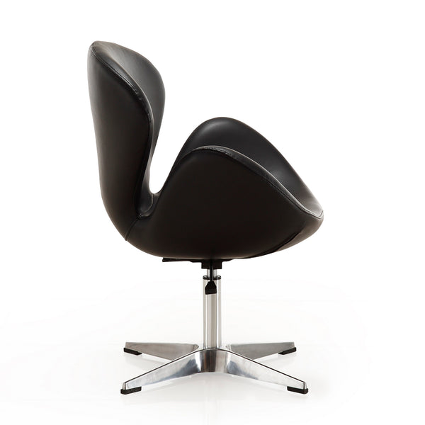 English Elm Raspberry Upholstered Swivel Lounge Chair with Adjustable Height, Polished Chrome Base & Plush Seat Black B365P397960
