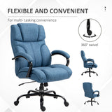 English Elm Vinsetto 500Lbs Big and Tall Office Chair With Wide Seat, Executive Computer Chair With Adjustable Height, Swivel Wheels and Linen Finish, Blue