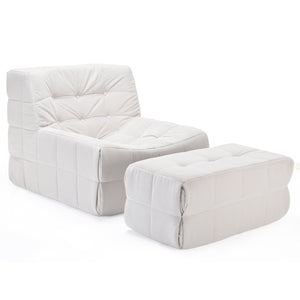 English Elm Bean Bean Bag Chair for Adults with Ottoman Filled with High-Density Memory Foam for Superior Comfort and Support Beige T3623P408789