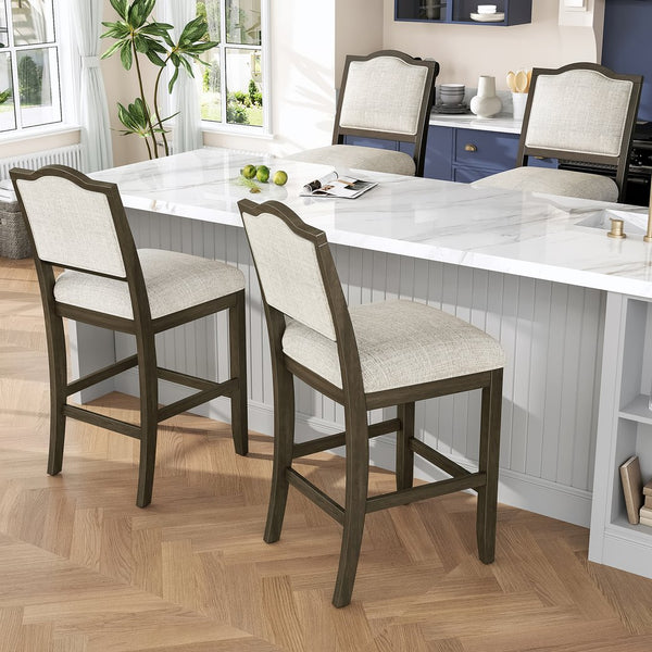 English Elm Counter Height Rubberwood Barstools Set of 2 Upholstered Seats for Kitchen Island Brown N752P377070D