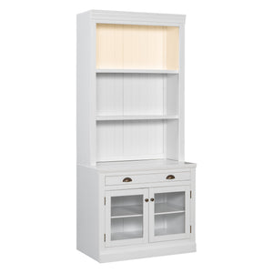 English Elm 83.4"Tall Modern Bookshelf Suite With Led Lighting - Stylish 2-Piece Storage For Home & Office Decor N751S059520K
