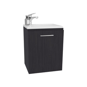 English Elm Bathroom Sleek Single-Door Vanity with Integrated Sink — Modern Minimalist Engineered Wood Storage, Durable & Eco-Friendly Black 24.4 L x 20.4 W x 11.02 H B097P296813