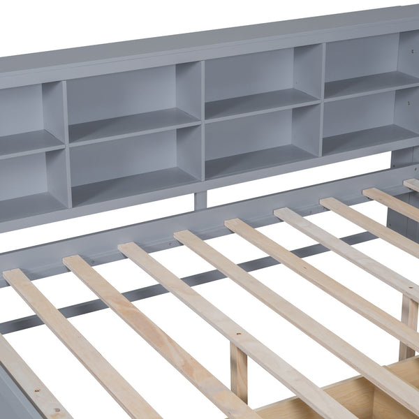 English Elm Wooden Full Size Daybed with 2 Storage Drawers Built-in Usb Charging Modern Frame N733S170505E