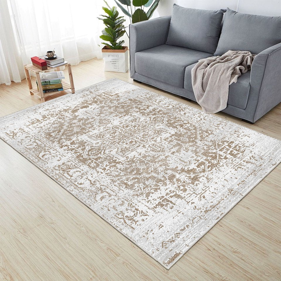 English Elm Area Rug 5X7 Vintage Bohemia Non-Slip Washable Floral Design For Living Room, Kitchen & Bedroom W2907P265041