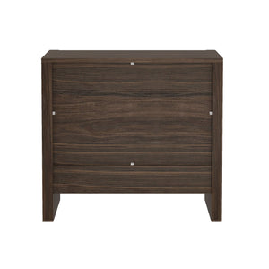 English Elm Linda 24" Nightstand with 2 Smooth-Glide Drawers, Minimalist Low-Profile Design & Warm Wood-Grain Texture Walnut Brown B365P398180