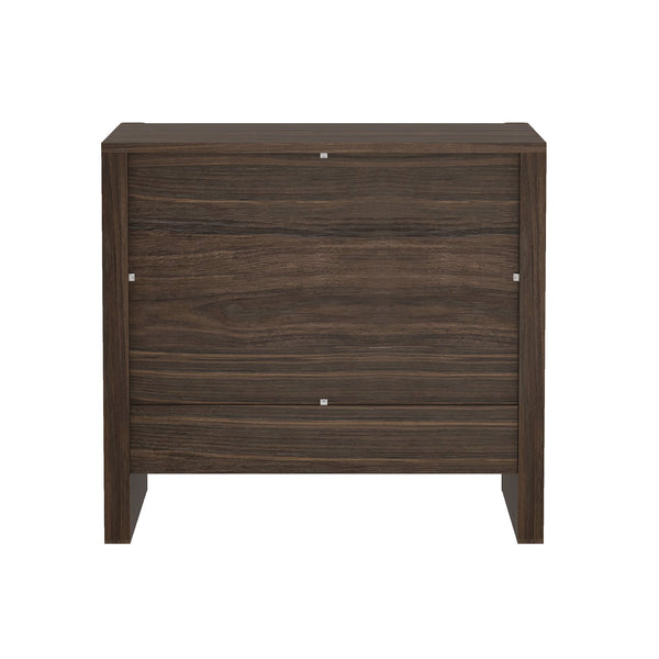 English Elm Linda 24" Nightstand with 2 Smooth-Glide Drawers, Minimalist Low-Profile Design & Warm Wood-Grain Texture Walnut Brown B365P398180