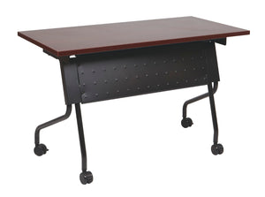 OSP Home Furnishings 4' Flip Top Nesting Training Table with Laminate Surface and Locking Casters Mahogany Black 84224BM