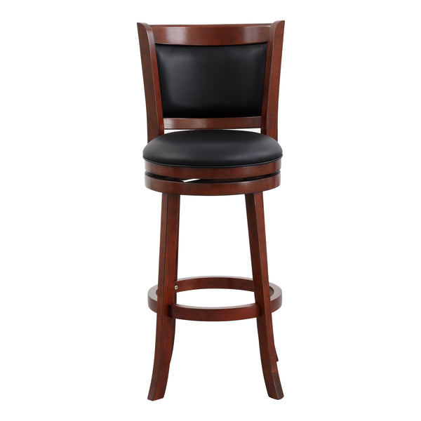 English Elm Comfortable Swivel Pub Height Chair - Dark Cherry Faux Leather, Solid Wood, 360° Ergonomic Design B011P238916