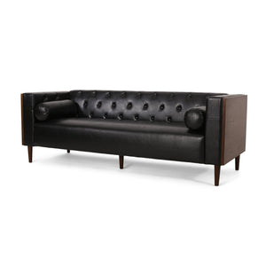English Elm 3-seater Diamond Tufted Contemporary Sofa Deep Seated Living Room Couch with Pillows Black 70630.00AMDNT_70630.00BMDNT