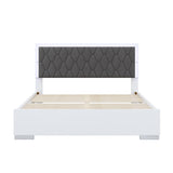 English Elm Queen Size Upholstered Bed With Led Light,Modern Platform Bed With With Velvet Headboard,White