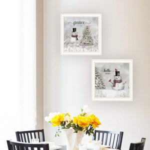 English Elm Trendy Decor 4u Peace on Earth 2-piece Framed Winter Wall Art Set White Wood B067P252305