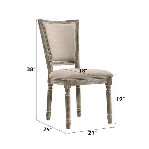 English Elm Gabrian Two-Tone Fabric High-Back Side Chair Set of 2 with Turned Wood Legs and Padded Seat Beige,Gray 39 L x 21 W x 12 H B2726P264653