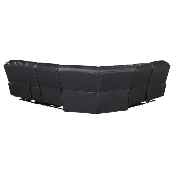 English Elm Salerno Power Reclining Sectional with Channel Tufting and Wall Hugger Leatherette Design B062S01769