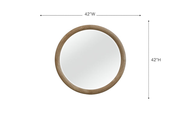 English Elm English Knotty Oak Round Wall Mirror with Natural Grain Detail for Entryway or Bedroom B2699P437955