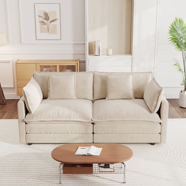 English Elm Modern Chenille Two Seat Loveseat with Deep Cushions Pillows and Solid Wood Frame W714S00893