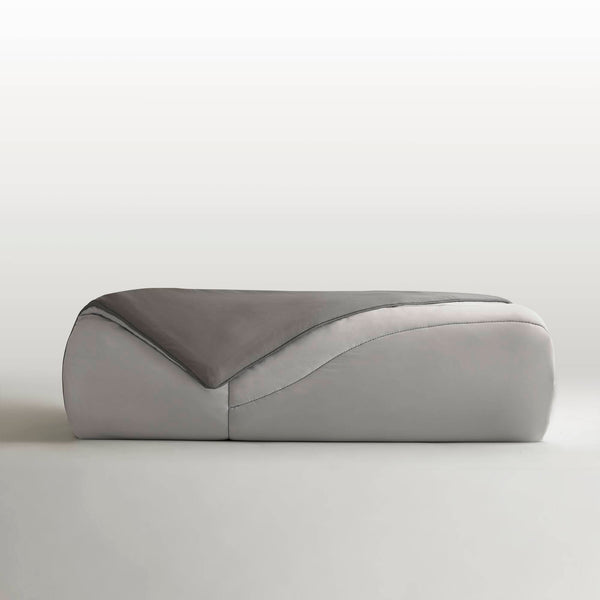 English Elm 1-piece Reversible Tencel Fill Comforter with Sculptural Weave for Full Queen Beds Gray B035P408277