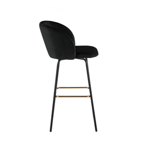 English Elm Fixed-height Swivel Barstools Velvet Seat Gold Footrest Glam Kitchen Island Set of 2 Black B202S01908