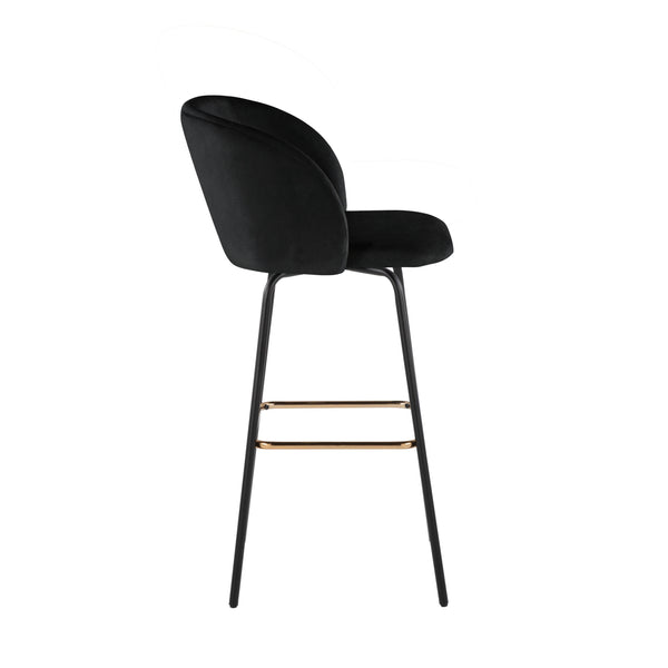 English Elm Fixed-height Swivel Barstools Velvet Seat Gold Footrest Glam Kitchen Island Set of 2 Black B202S01908