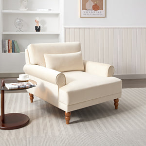 English Elm Mirod Oversized Polyester Accent Chair with Column Legs and Ergonomic Lumbar Support Beige N760S0000028B