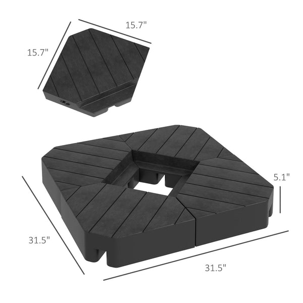 English Elm Outsunny 4-Piece Patio Umbrella Base Weight Set - Stylish, Durable, Stackable Outdoor Support, 132-176 Lbs W2225P174275-GIGA