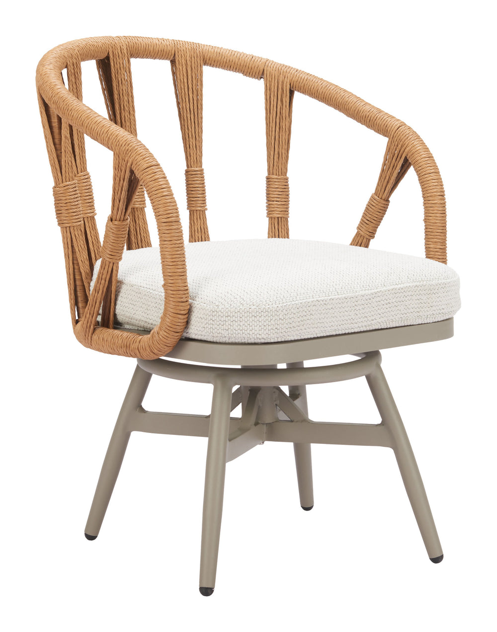 Zuo Modern Safal Swivel Dining Chair - Stylish Multicolor Design With Durable Outdoor Fabric & Rattan Weave Multicolor 100% Polyester,Aluminum,100% Polyethylene 704142-zuo-modern