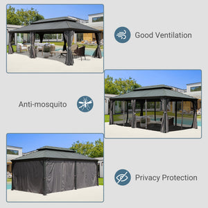 English Elm 12' X 18' Hardtop Gazebo - Durable Outdoor Canopy With Drainage, Curtains, Insect Netting & More! W1859S00147