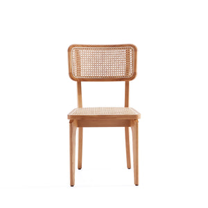 English Elm Giverny Solid Ash Wood Dining Chair with Natural Cane Seat and Square Cane Backrest, Fully Assembled Natural B365P397788