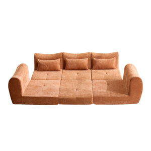 English Elm Modular Cloud Sectional Sofa Bed with Flannelette Upholstery for Flexible Living Orange W1829S00078
