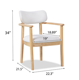English Elm Indoor Beige Upholstered Dining Chairs Set of 2 Rubberwood Frame for Modern Kitchens Natural N772P389535N
