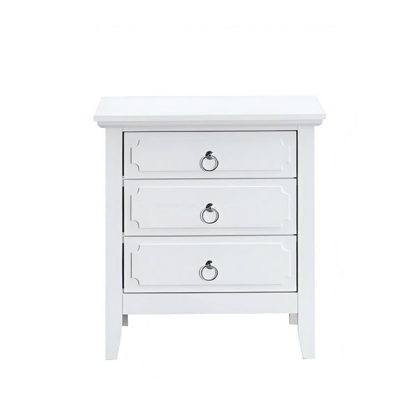 English Elm Hammond 3-Drawer Nightstand White — Fully Assembled Wood Bedside with Polished Nickel Hardware, Removable Handles, Smooth Dovetailed Drawers and Safety Stops B078P408783