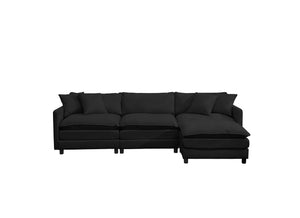 English Elm 108-inch Modular Chenille Sectional Sofa Deep Seated L Shape for Open Plan Living Black W2795S00045