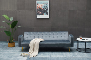 English Elm Sofa Bed Velvet Upholstered Convertible with Gold Metal Legs for Studio Spaces Dark Gray B205P246433