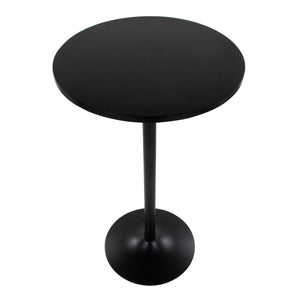 English Elm Mid-century Round Bistro Table Adjusts From Dining to Bar Height in Black Wood B202P223392