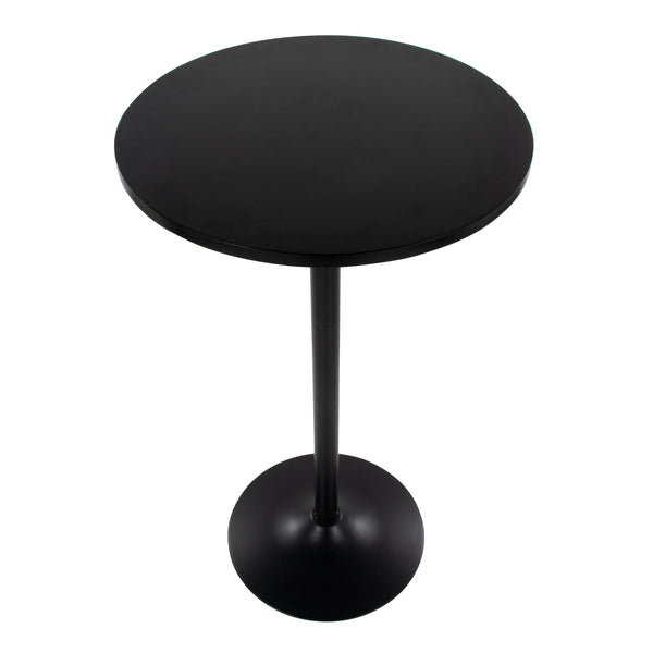 English Elm Mid-century Round Bistro Table Adjusts From Dining to Bar Height in Black Wood B202P223392
