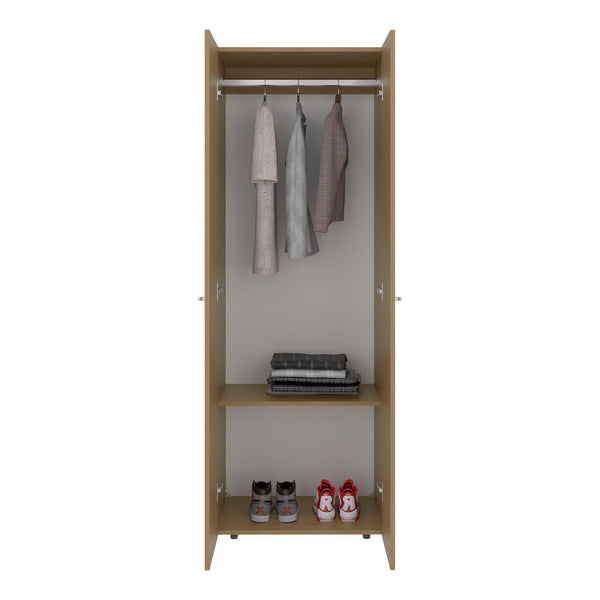 English Elm Home Modern 2-Door Armoire Closet System with Hanging Rod & Shelf, Oak Engineered Wood Storage Organizer B070P368089
